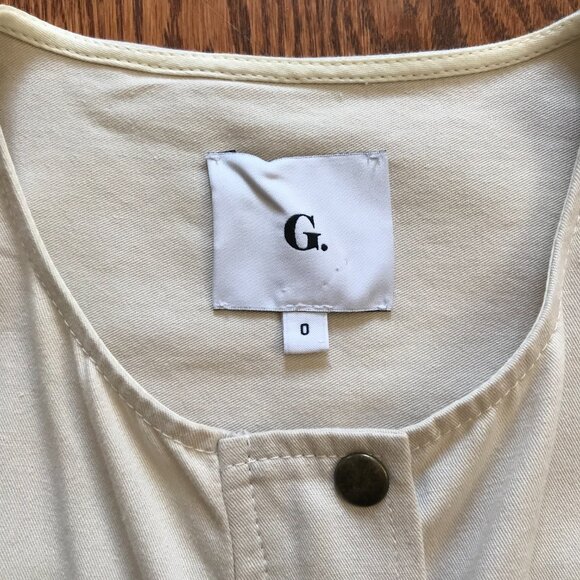 G Label by Goop Huntington Utility Jumpsuit Womens 0 Cream Cotton Linen Wide Leg - Picture 7 of 15